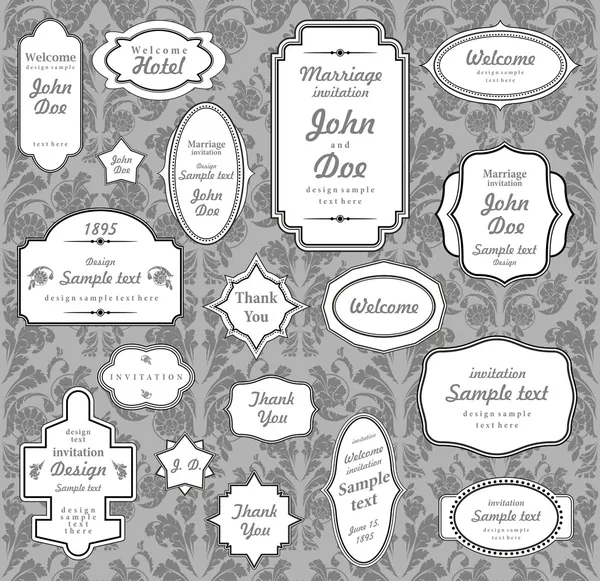 Set Ornate Vector Frames Ornaments Sample Text Perfect Collection Invitation — Stock Vector