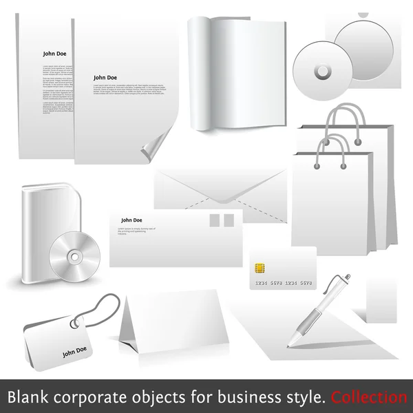 Objetos Corporativos Blanco Para Estilo Negocio Conjunto Elementos Diseño Moderno — Archivo Imágenes Vectoriales