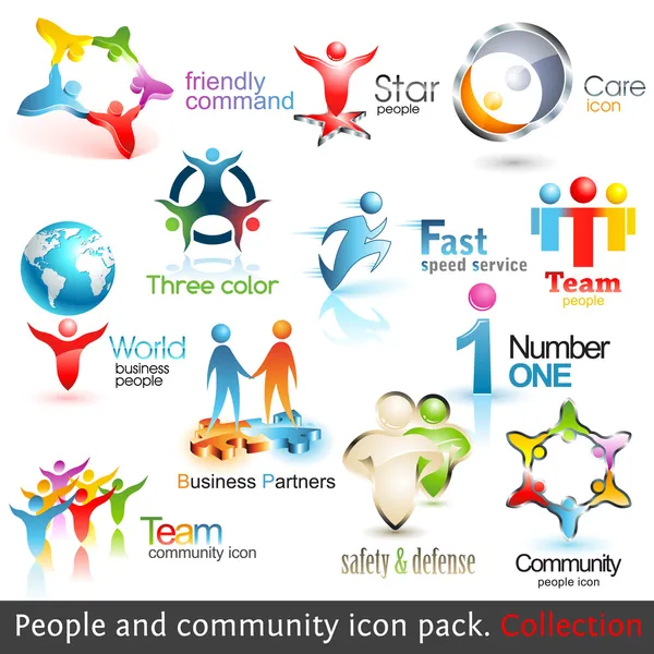 Business community 3d icons — Stok Vektör