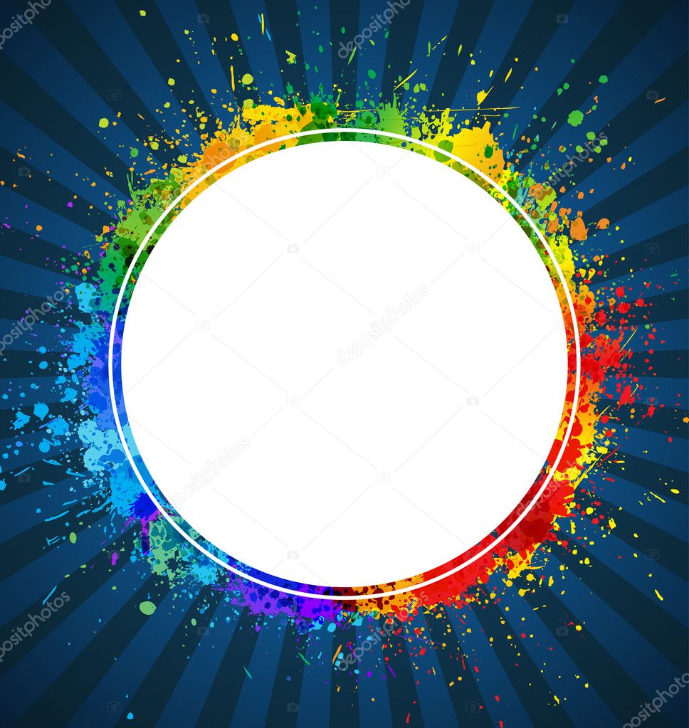Splashes round background. Color gradient vector frame