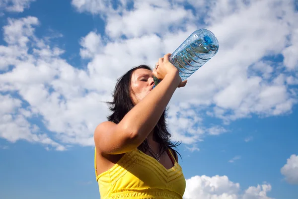 stock image Girl drinking water from a bottle