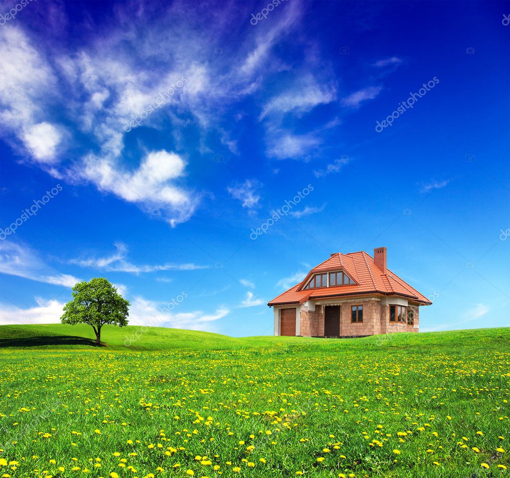 New house on grassland — Stock Photo © majaFOTO #4579026