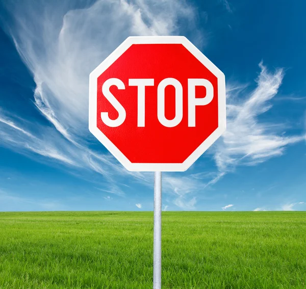 Roadside Red Stop Sign Outdoor — Stock Photo, Image