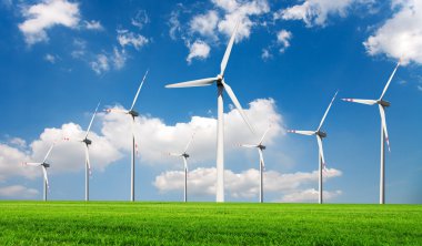 Wind turbines generating electricity clipart