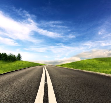 Picture of empty countryside road clipart