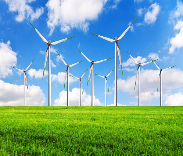 Alternative clean power wind turbines in field