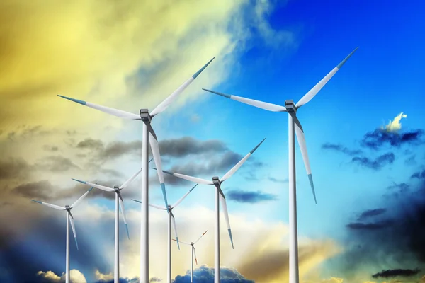 Wind turbines in the sun — Stock Photo, Image