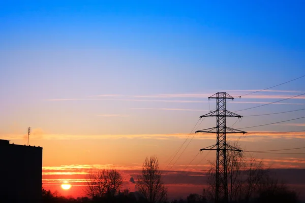 Electrical power at sunset — Stock Photo, Image