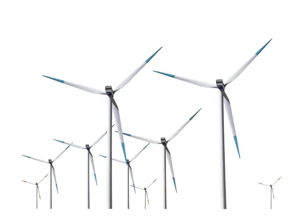 Větrné turbíny, izolované — Stock fotografie