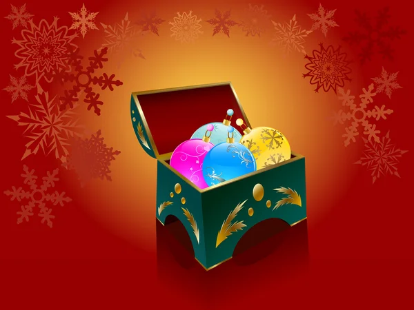 Weihnachtskugeln in einer Geschenkbox — Stockvektor