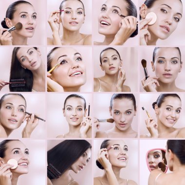 Beauty theme collage composed of different images clipart