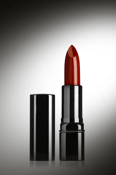 Close View Red Color Lip Stick Grey Back — Stock Photo, Image