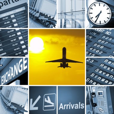 Airport theme mix composed of different images