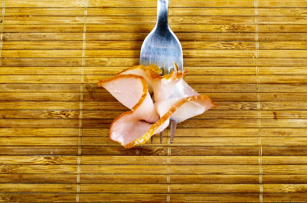 Salsiccia su una forchetta — Foto Stock