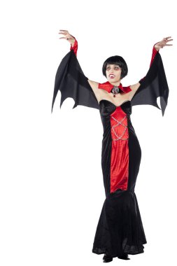 Full length view of a beautiful vampire woman. Isolated on pure white background. See more of my Halloween theme images. clipart