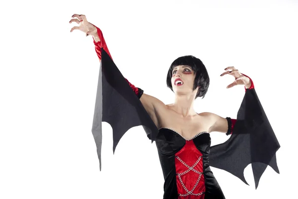 Sexy vampire woman with opened mouth — Stok fotoğraf
