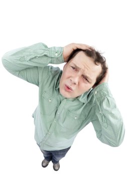 Young man with headache clipart