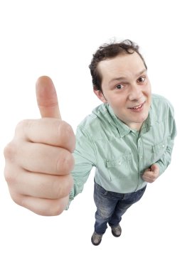 Happy young man gesturing OK sign clipart