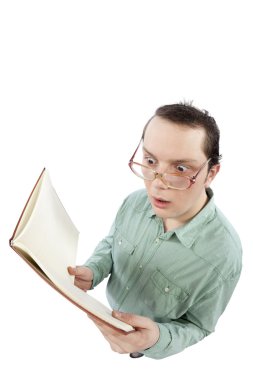 Funny acountant reading a book clipart