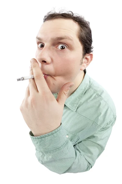 Homem engraçado fumar — Fotografia de Stock