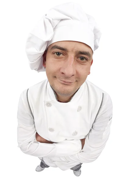 Vicces fiatal szakács, keresztbe — Stock Fotó