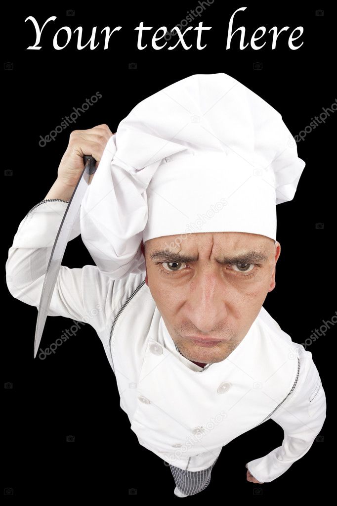 Angry chef holding a kitchen knife