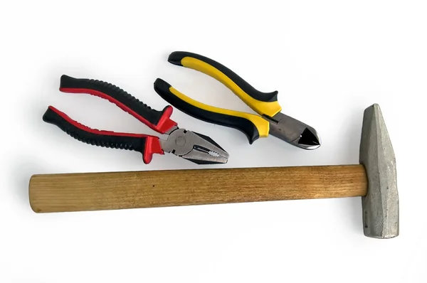 Pliers, side cutters and a hammer — Stock Photo, Image