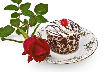 Cake with a rose clipart