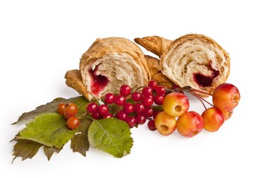 Croissant with berries and apples clipart