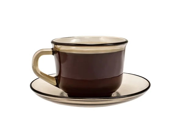 Šálek Hnědého Skla Kávou Izolovaných Bílém Pozadí — Stock fotografie