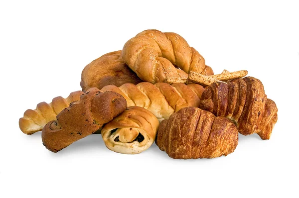 Fehér kenyér és zsemle — Stock Fotó