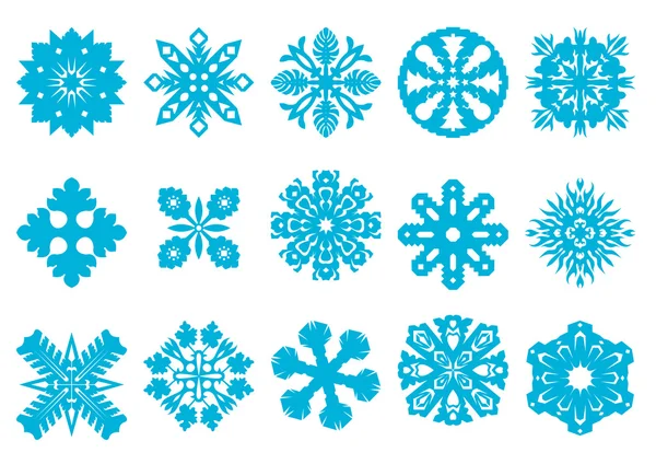 Ensemble de 15 flocons de neige vectoriels — Image vectorielle