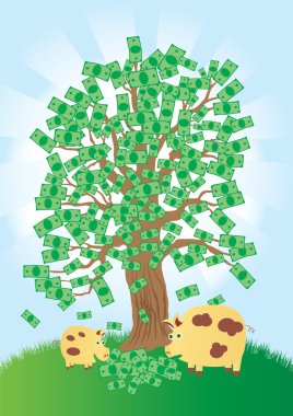 Money tree that grows gold coins clipart