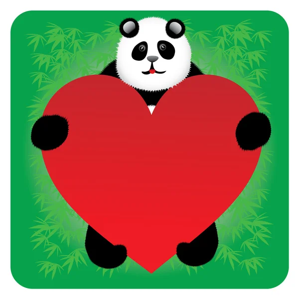 Kalbi olan ayı Panda — Stok Vektör