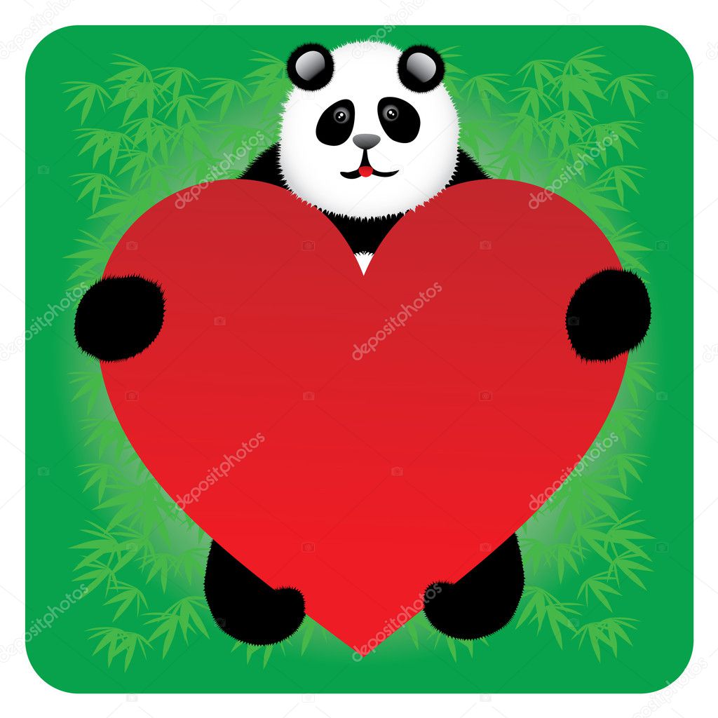 Panda bear with a heart