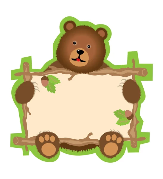 Urso de pelúcia com moldura —  Vetores de Stock