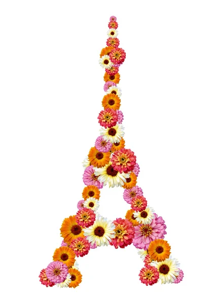Eiffel tower from flowers — Stock Photo, Image