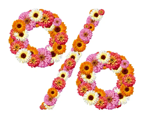 A százalékjelet a virágok — Stock Fotó