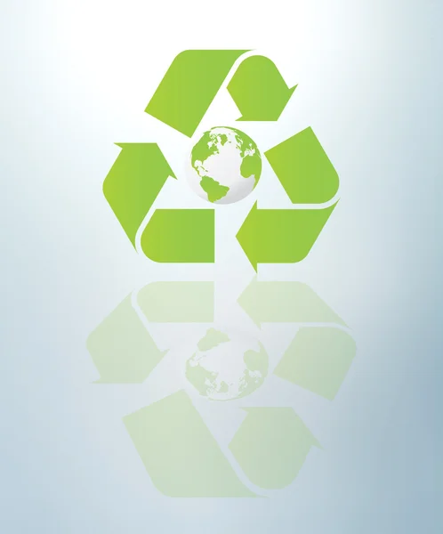 Símbolo de reciclagem com efeito reflector — Fotografia de Stock