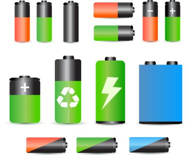 A set of glossy batteries clipart