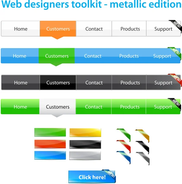 Web designers toolkit - metalliska edition — Stock vektor