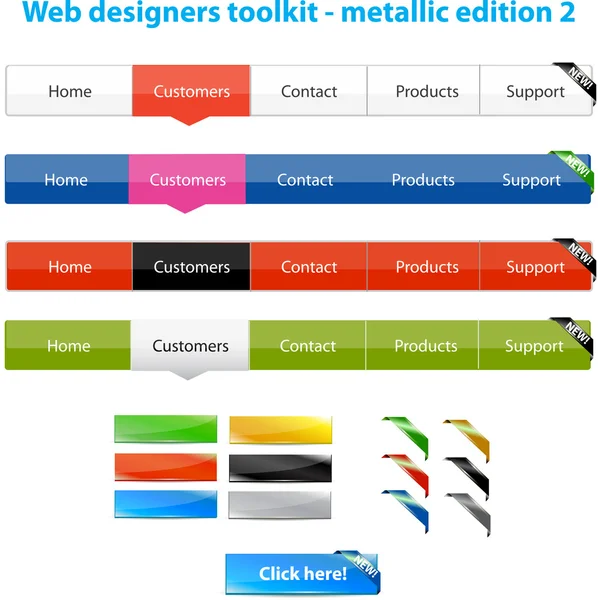 Kit strumenti web designer - edizione metallica 2 — Vettoriale Stock
