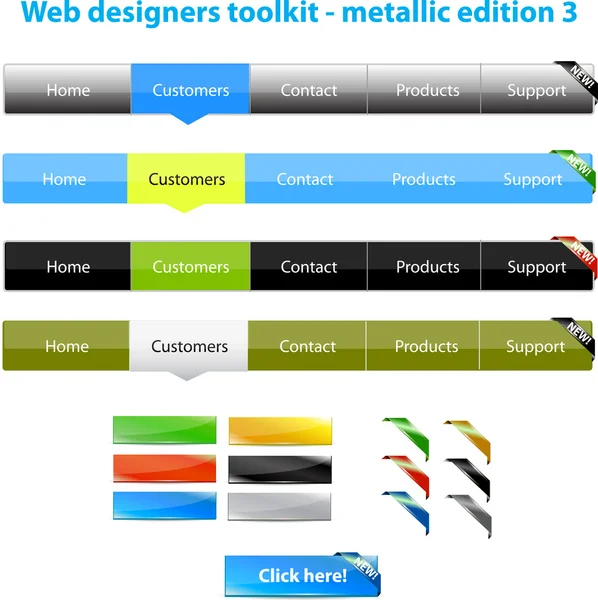Kit de herramientas de diseñadores web - edición metálica 3 — Vector de stock