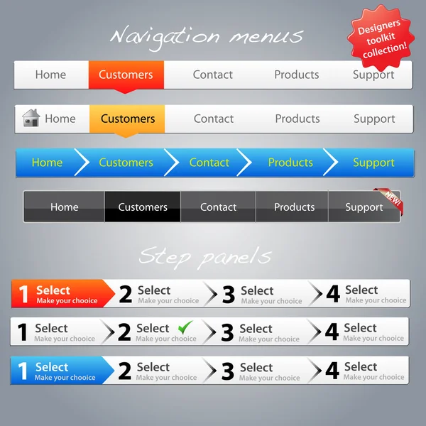 Stap panelen & navigatie menu 's — Stockvector