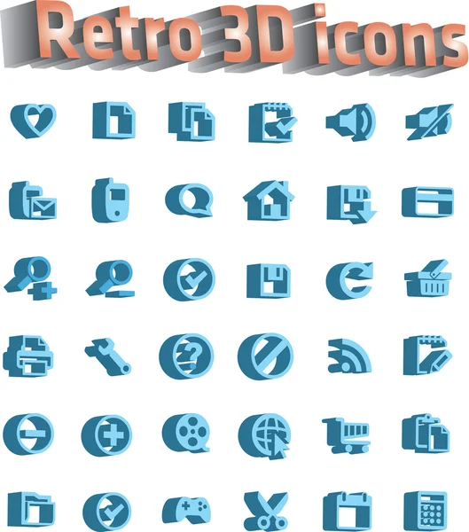Retro 3D-pictogrammen — Stockvector