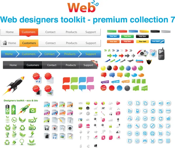 Kit de ferramentas Web designers - Coleção Premium 7 — Vetor de Stock