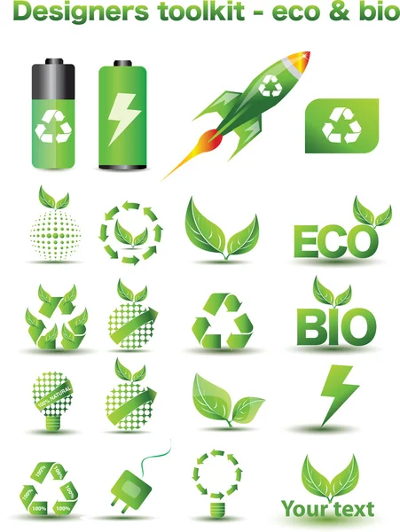 Kit de ferramentas Designers - eco & bio — Vetor de Stock