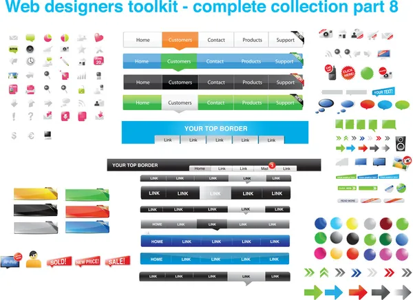 Kit de herramientas de diseñadores web - colección completa parte 8 — Vector de stock