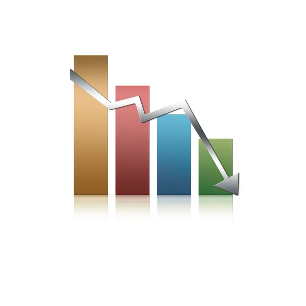 Gráfico Metálico Apontando Para Baixo — Fotografia de Stock