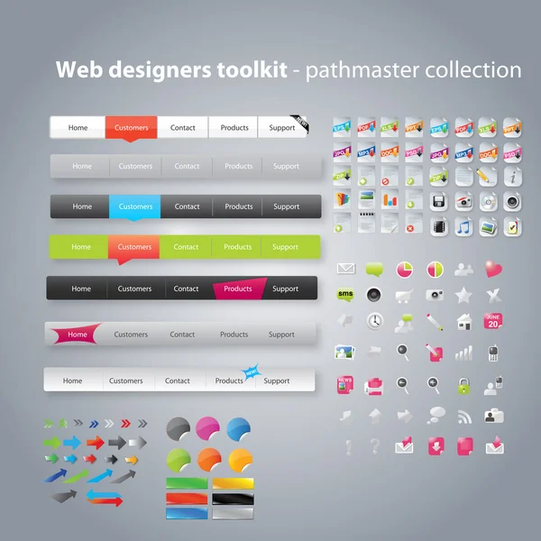 Kit Herramientas Diseñadores Web Colección Pathmaster — Vector de stock